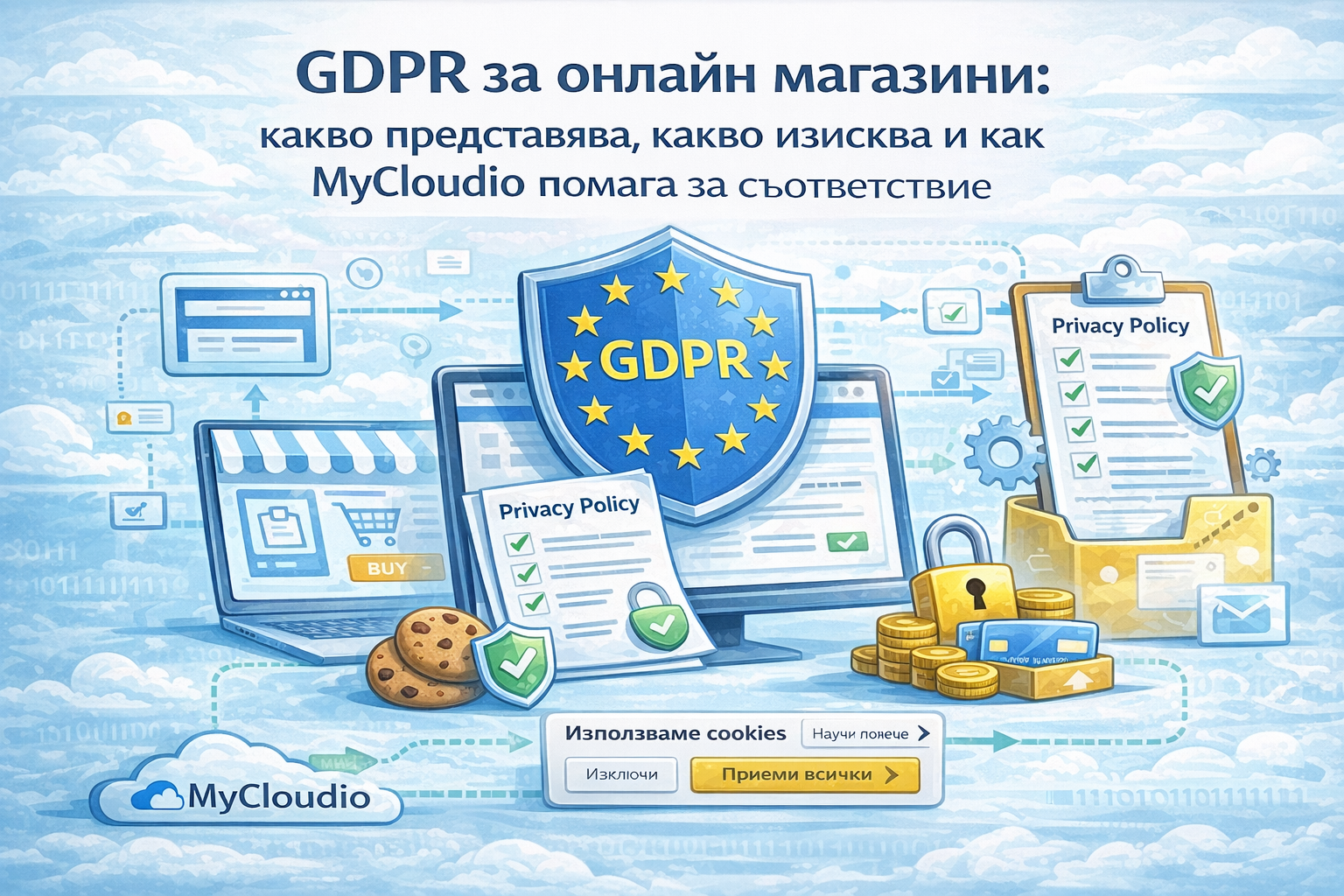 GDPR за онлайн магазини: какво представлява, какво изисква и как MyCloudio помага за съответствие