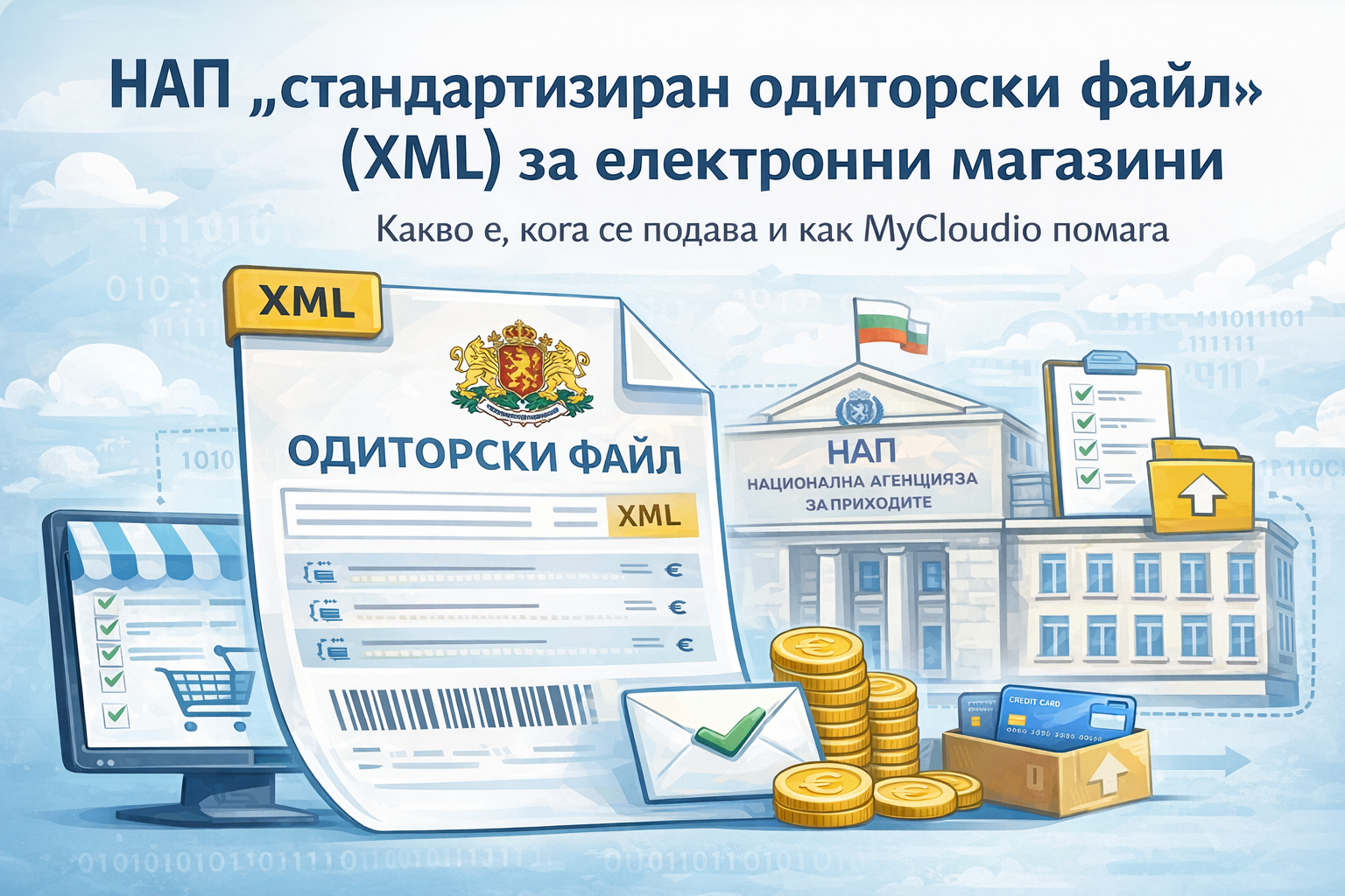 НАП „стандартизиран одиторски файл“ (XML) за електронни магазини: какво е, кога се подава и как MyCloudio помага